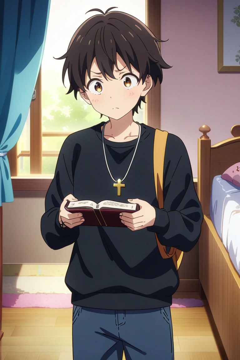 AI anime boy read book